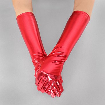 Trendy Shiny metallic elbow length gloves