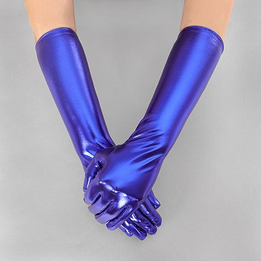 Trendy Shiny metallic elbow length gloves