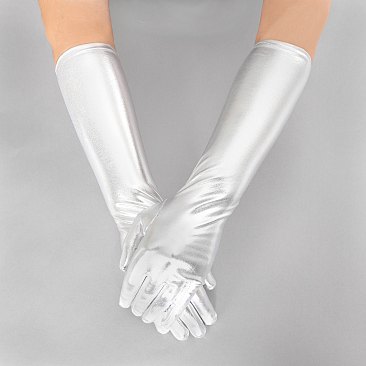 Trendy Shiny metallic elbow length gloves