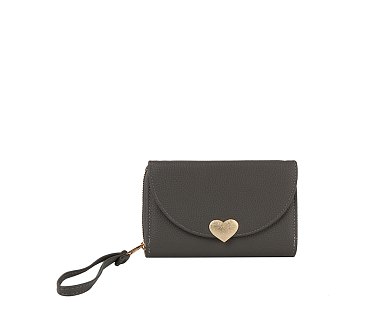 Heart Flap Tri-fold Wallet Wristlet