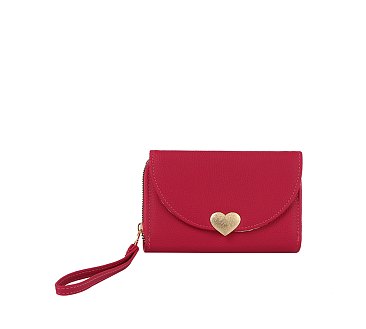 Heart Flap Tri-fold Wallet Wristlet