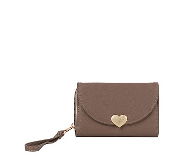 Heart Flap Tri-fold Wallet Wristlet