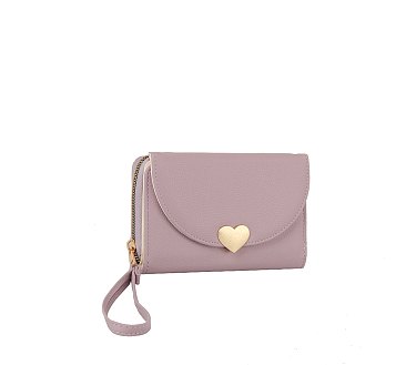 Heart Flap Tri-fold Wallet Wristlet