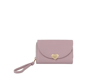 Heart Flap Tri-fold Wallet Wristlet