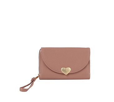 Heart Flap Tri-fold Wallet Wristlet