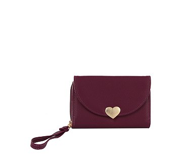 Heart Flap Tri-fold Wallet Wristlet