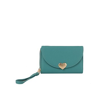 Heart Flap Tri-fold Wallet Wristlet