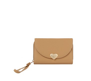 Heart Flap Tri-fold Wallet Wristlet