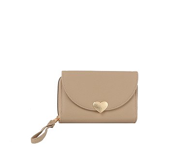 Heart Flap Tri-fold Wallet Wristlet