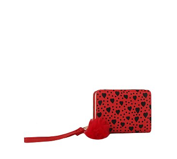 Heart Pompom Bi-fold Wallet Wristlet