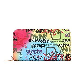 Graffiti Print Zip Around Tassel Wallet