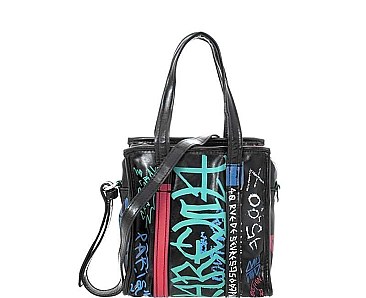 TRENDY GRAFFITI PRINT TOTE BAG