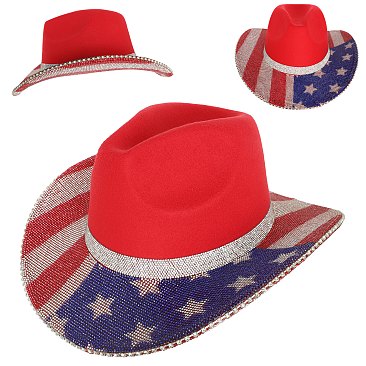 Stylish Felt cowboy hat with Leopard Rhinestones