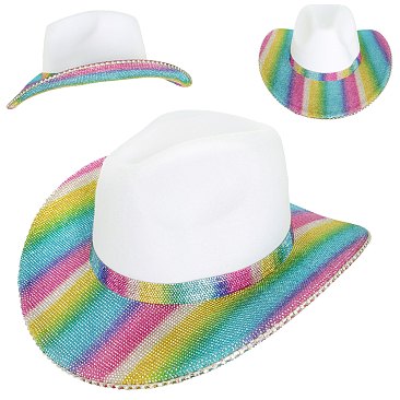 Stylish Felt cowboy hat with Leopard Rhinestones