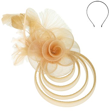 VINTAGE FLORAL FEATHERED SHEER MESH FASCINATOR