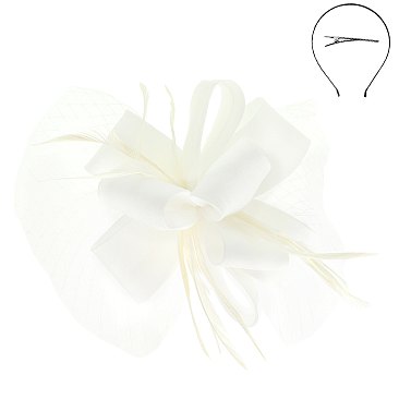 Classy Fascinator with Loopy Bow W/feather