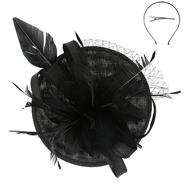 Sinamay Feather And Flower Fascinator