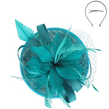 Sinamay Feather And Flower Fascinator