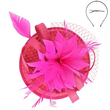 Sinamay Feather And Flower Fascinator