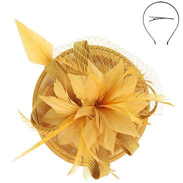 Sinamay Feather And Flower Fascinator