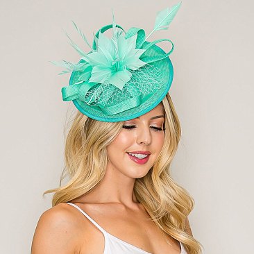 Sinamay Feather And Flower Fascinator