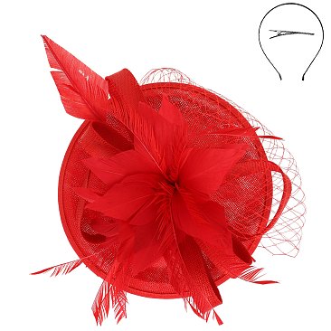 Sinamay Feather And Flower Fascinator