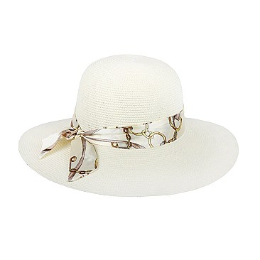 Trendy Ivory Large Summer Hat With Bow Tie SLHTP757