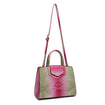 Tie-dyed 3in1 Crocodile Skin Large Satchel Bag