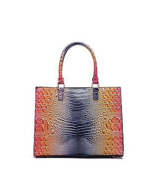 Tie-dyed 3in1 Crocodile Skin Large Tote Bag