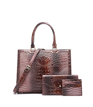 Tie-dyed 3in1 Crocodile Skin Large Tote Bag