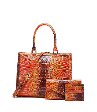 Tie-dyed 3in1 Crocodile Skin Large Tote Bag