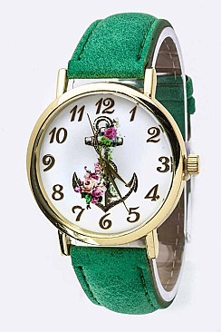 Fashionable Rose Anchor Crystal Watch LA-8229