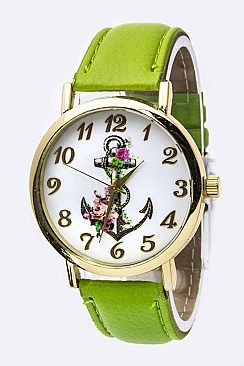 Fashionable Rose Anchor Crystal Watch LA-8229