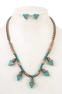 TRIANGULAR GEM BIB NECKLACE SET