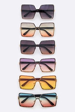 Pack of 12 OVERSIZE SQUARE SUNGLASSES SET