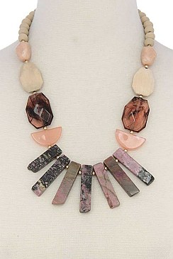 FASHIONABLE BIG BOLD GEMSTONES STATEMENT NECKLACE JYN6523