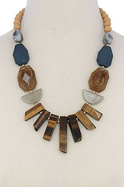 FASHIONABLE BIG BOLD GEMSTONES STATEMENT NECKLACE JYN6523