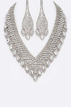 Elegant Rhinestone Statement Necklace Set