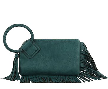 Fringe Cuff Clutch Tassel Wristlet Clutch