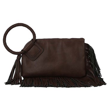 Fringe Cuff Clutch Tassel Wristlet Clutch