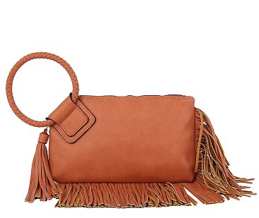 Fringe Cuff Clutch Tassel Wristlet Clutch