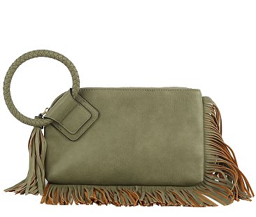 Fringe Cuff Clutch Tassel Wristlet Clutch