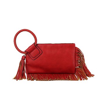 Fringe Cuff Clutch Tassel Wristlet Clutch