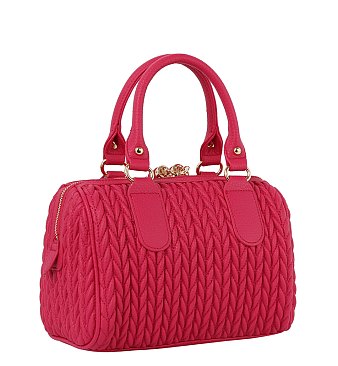 Chevron Quilted Tassel Zipper Boston Bag Satchel