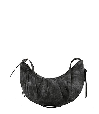 Scrunched Half Moon Denim Shoulder Bag