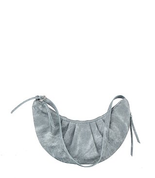 Scrunched Half Moon Denim Shoulder Bag