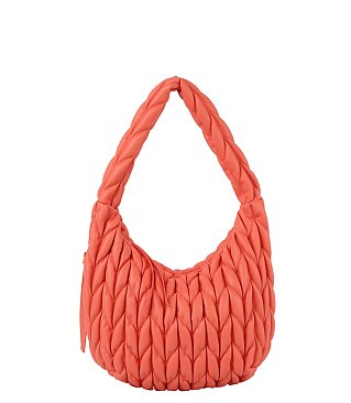 Quilted Textured Puffy Hobo Shoulder Bag