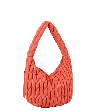 Quilted Textured Puffy Hobo Shoulder Bag