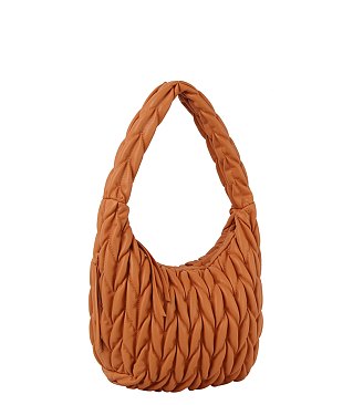 Quilted Textured Puffy Hobo Shoulder Bag