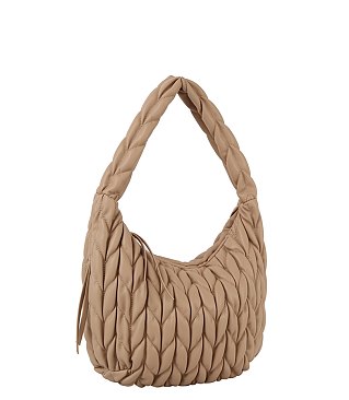 Quilted Textured Puffy Hobo Shoulder Bag